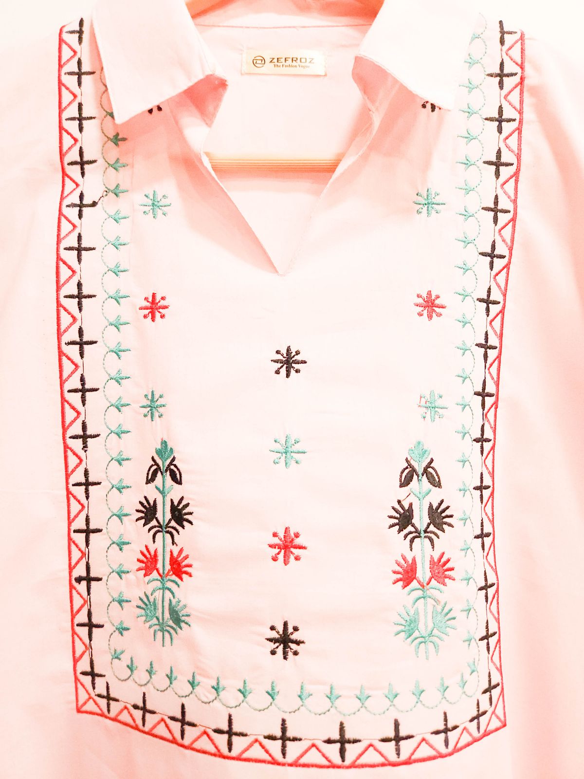 Co-Ord Set V Neck Collar-Baby Pink