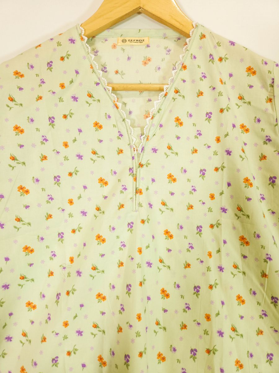 Co-Ord Set V Neck Light Pistachio floral