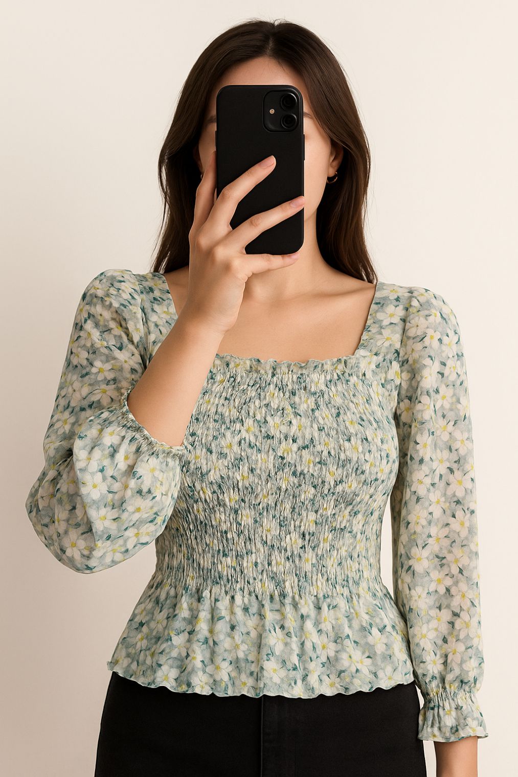 Crop Top Smoke-Light Green