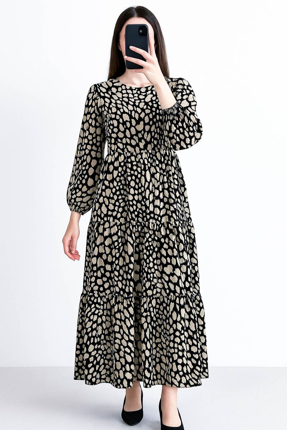 Maxi Regular Midi Dress-Leopard Print