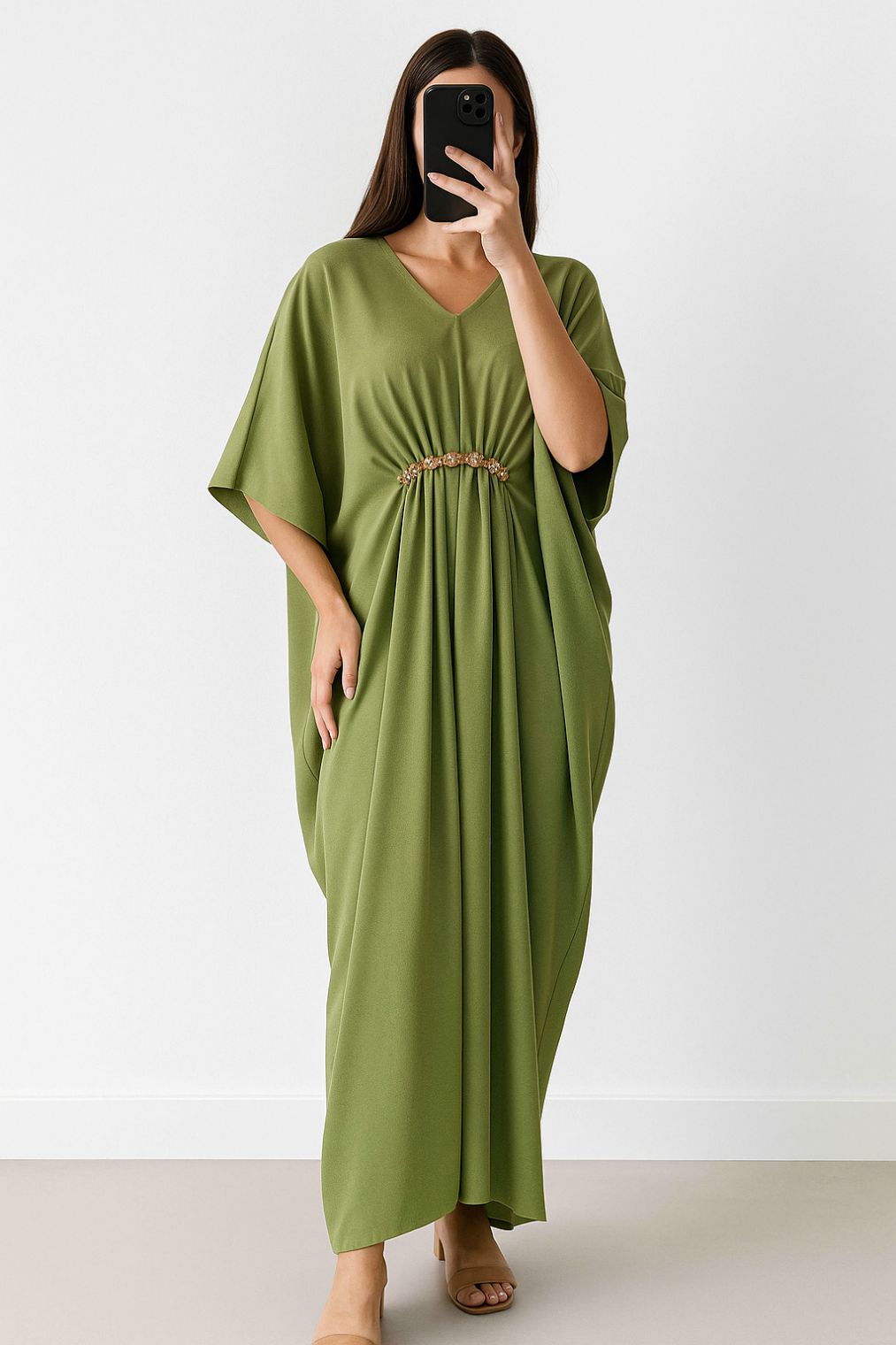 Maxi Kaftan Plain-Pistachio Green