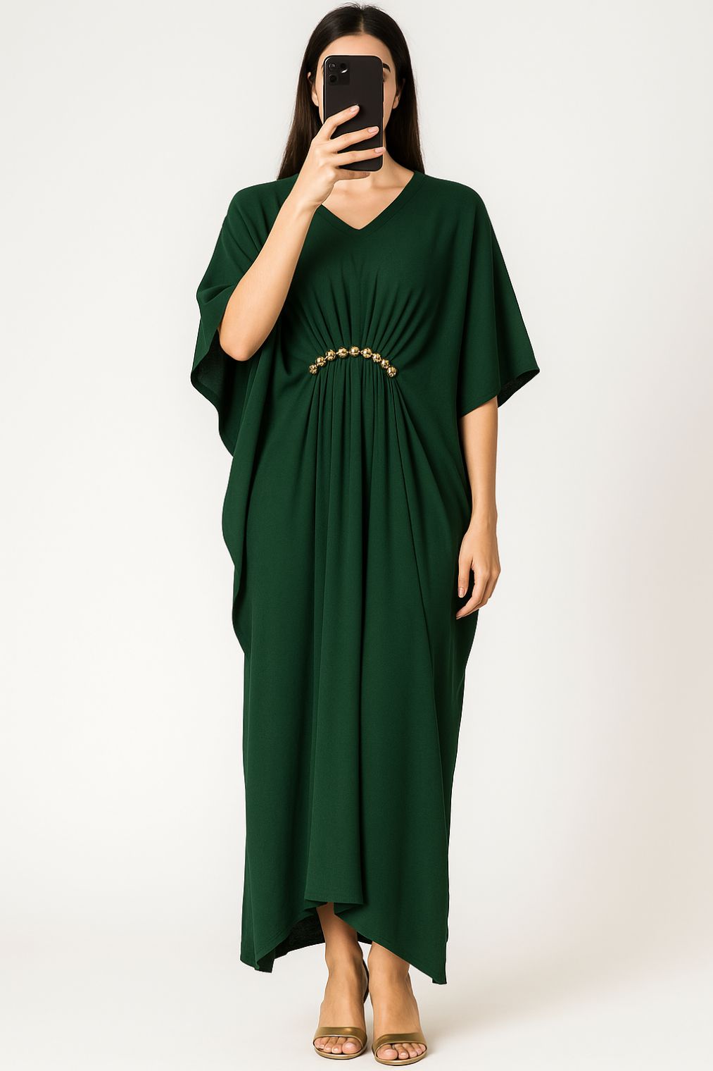 Maxi Kaftan Plain Bottle Green