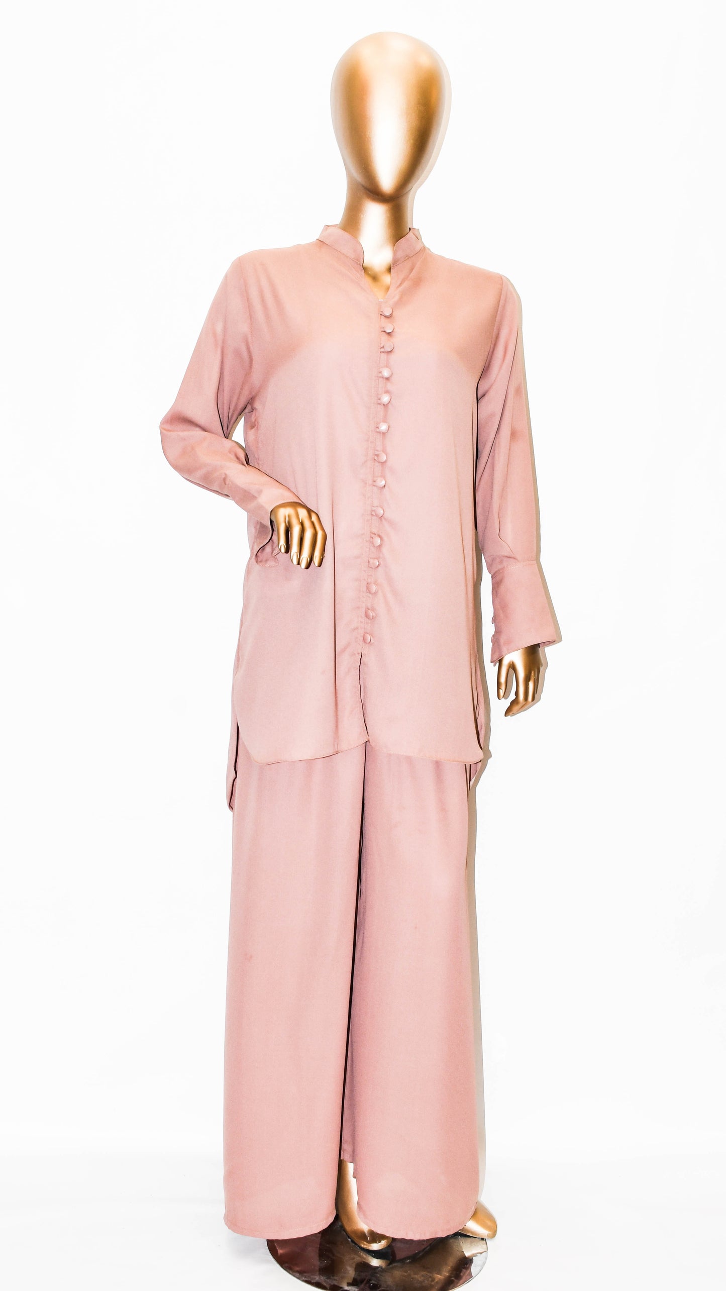 Fabric button co-ord set Tea Pink