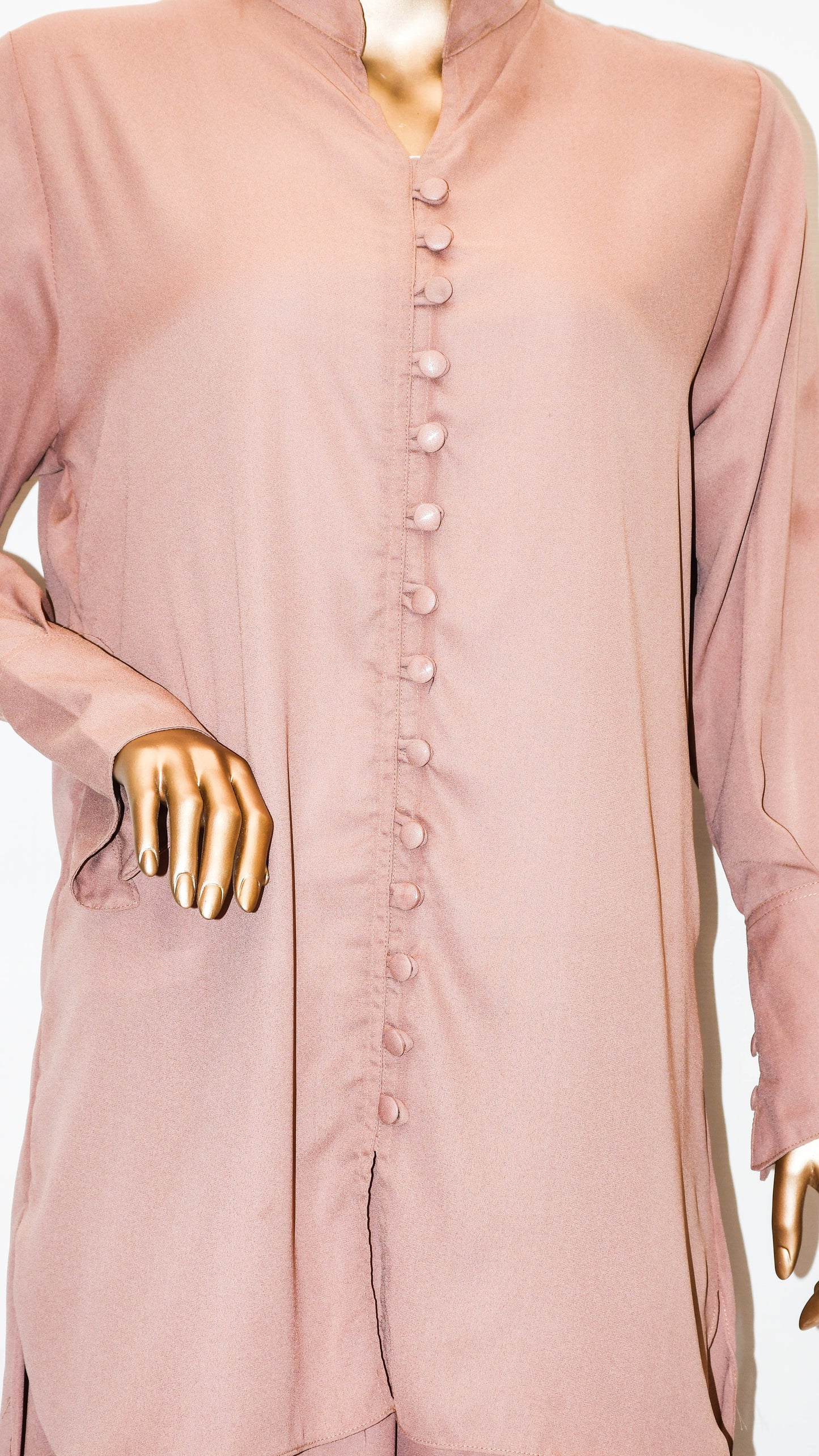 Fabric button co-ord set Tea Pink