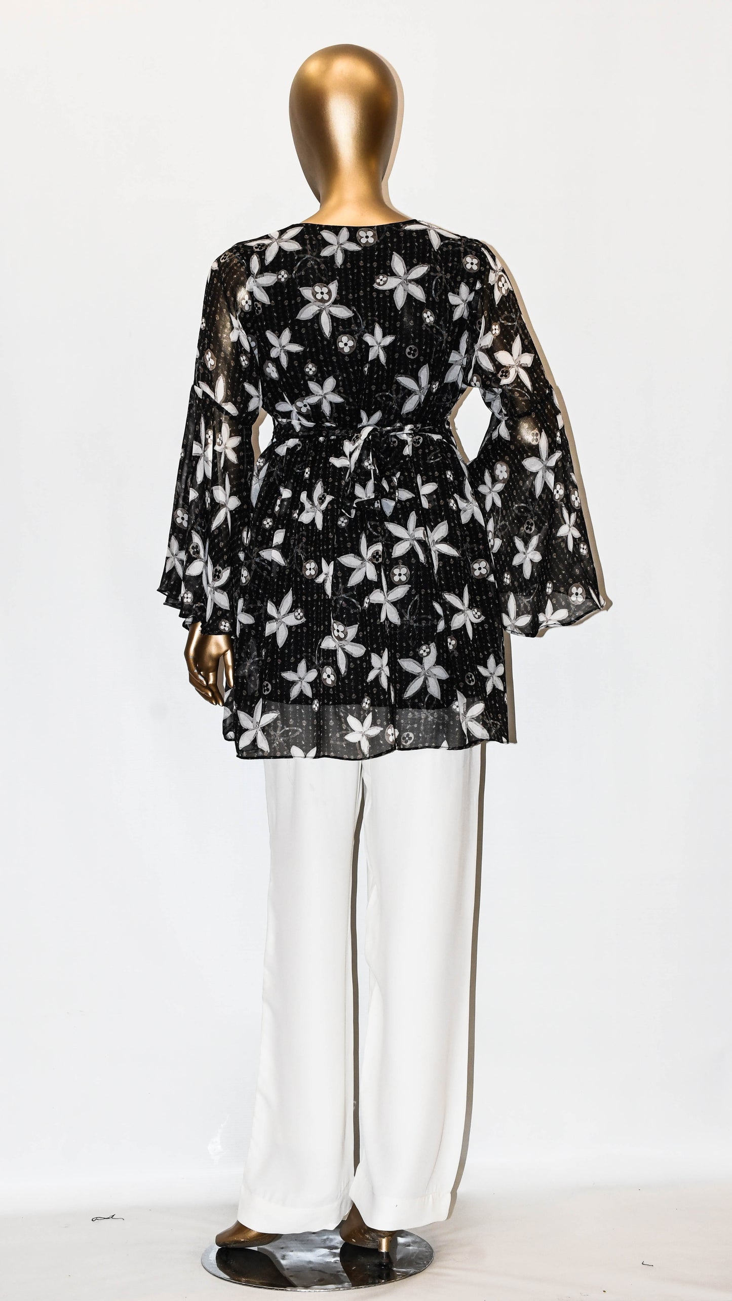 Co-Ord Set Bell Sleeves Floral Black