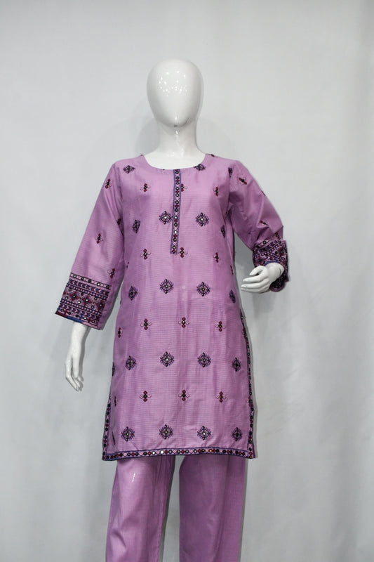 Mirror Styled Embroidered Lilac  Shalwar Suit
