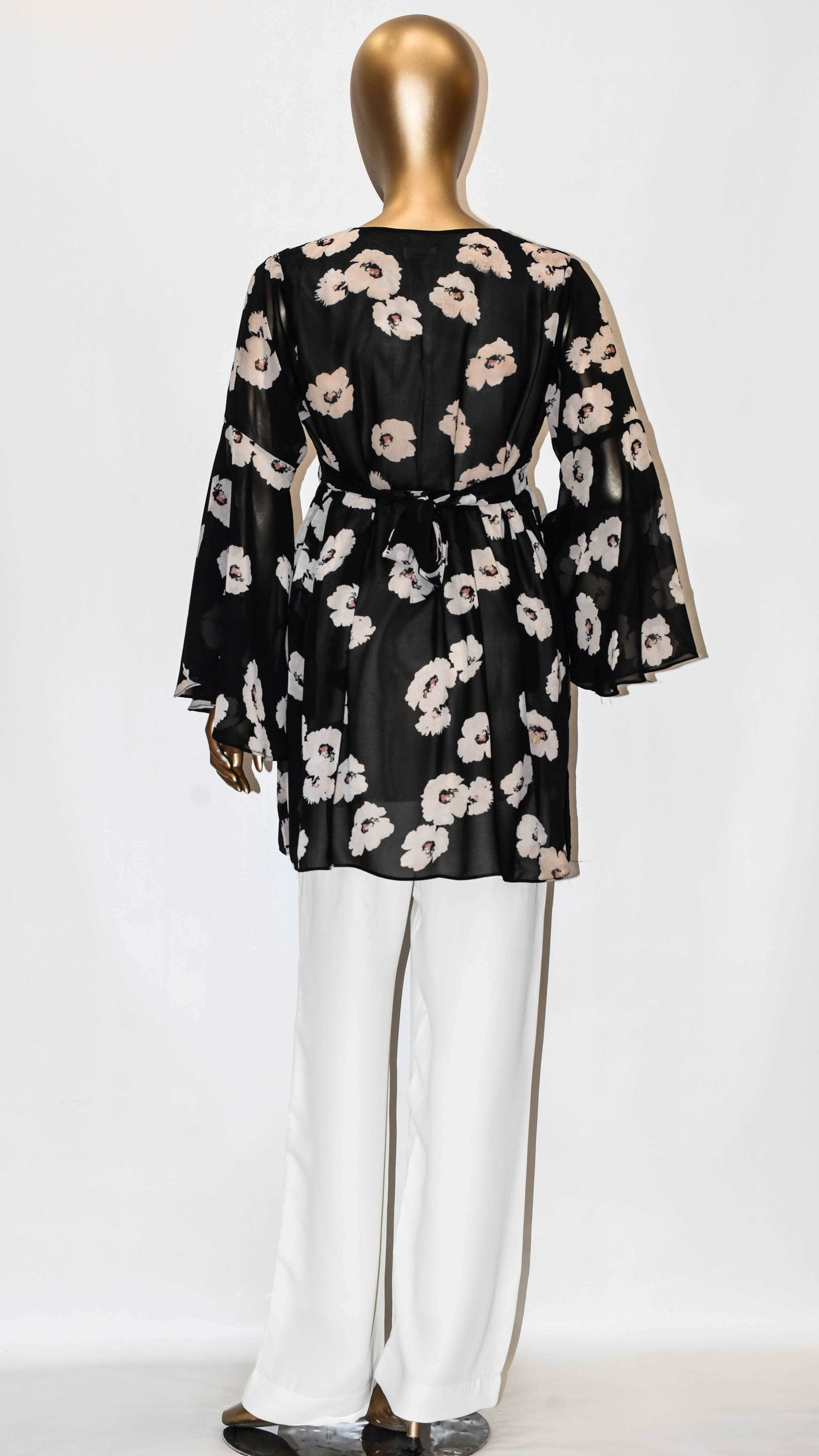 Co-Ord Set Bell Sleeves Floral Black
