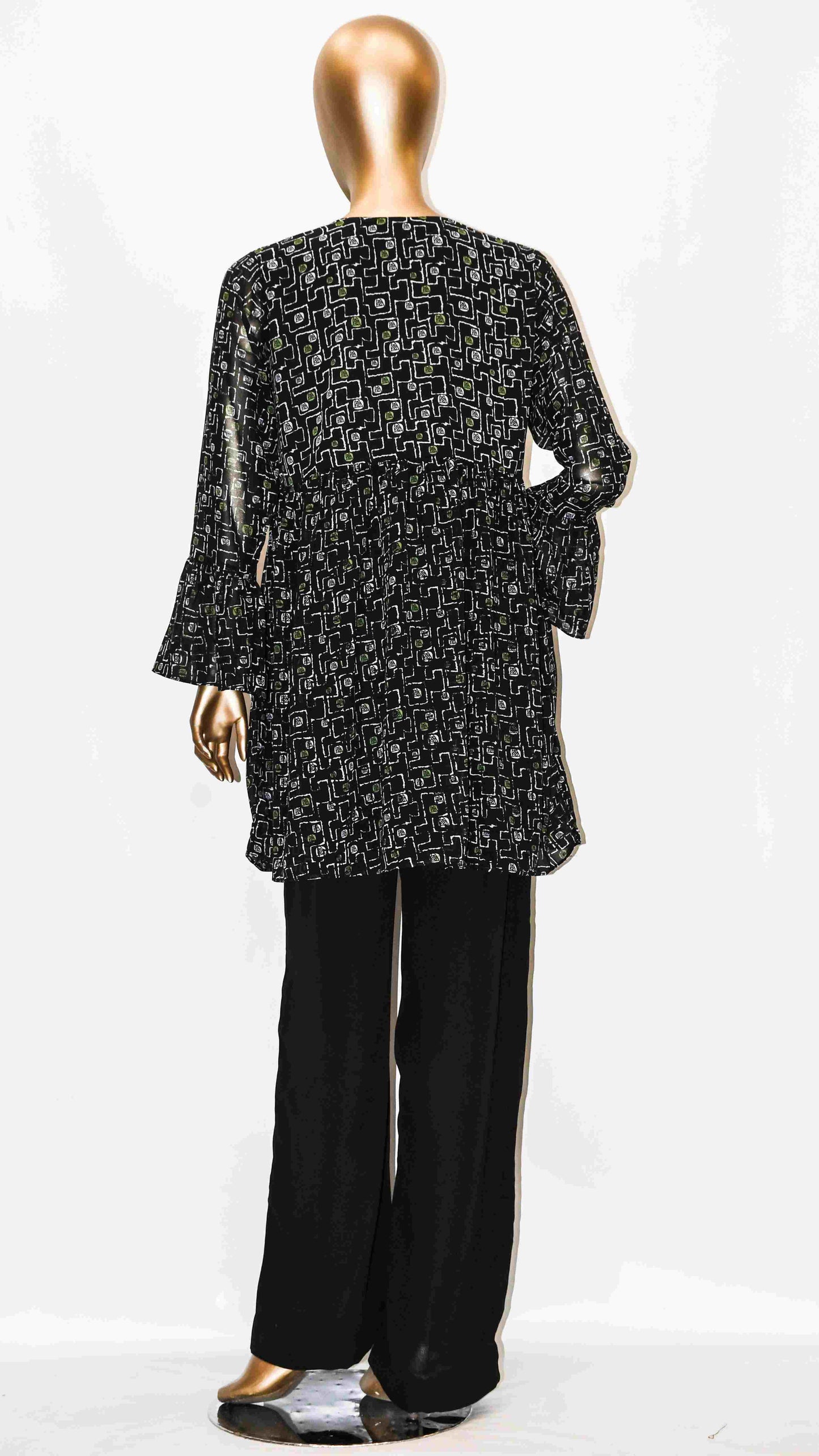 Co-Ord Set Lace-Up Top Black & White