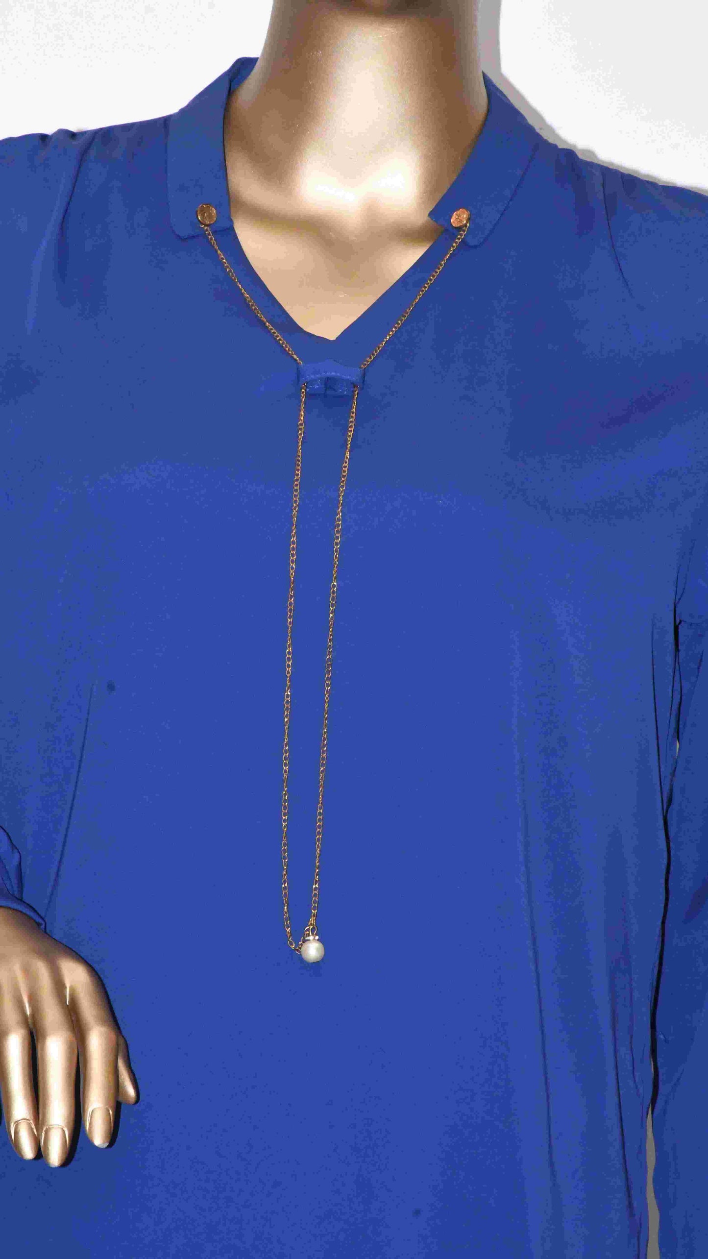 Top Locket Chain-Navy Blue