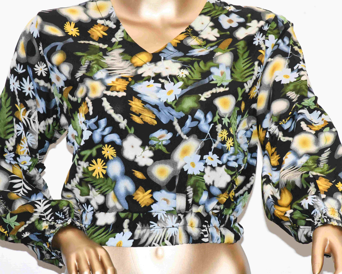 Crop Top Waist Grip-Black Floral