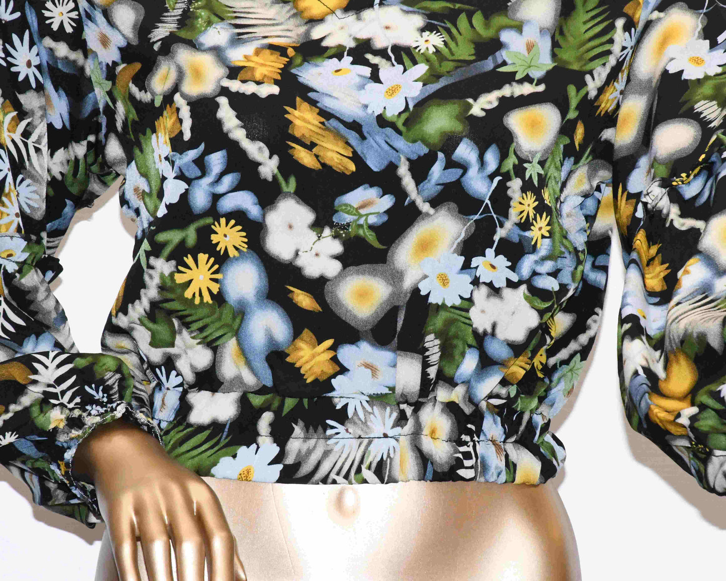 Crop Top Waist Grip-Black Floral