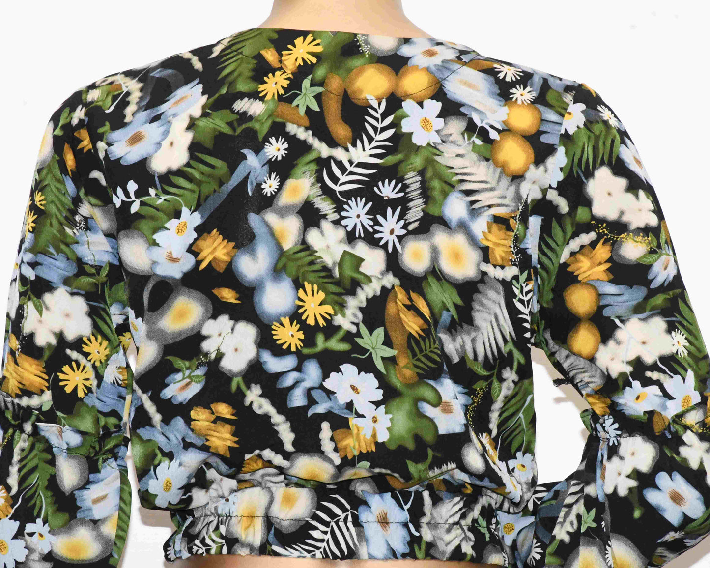 Crop Top Waist Grip-Black Floral