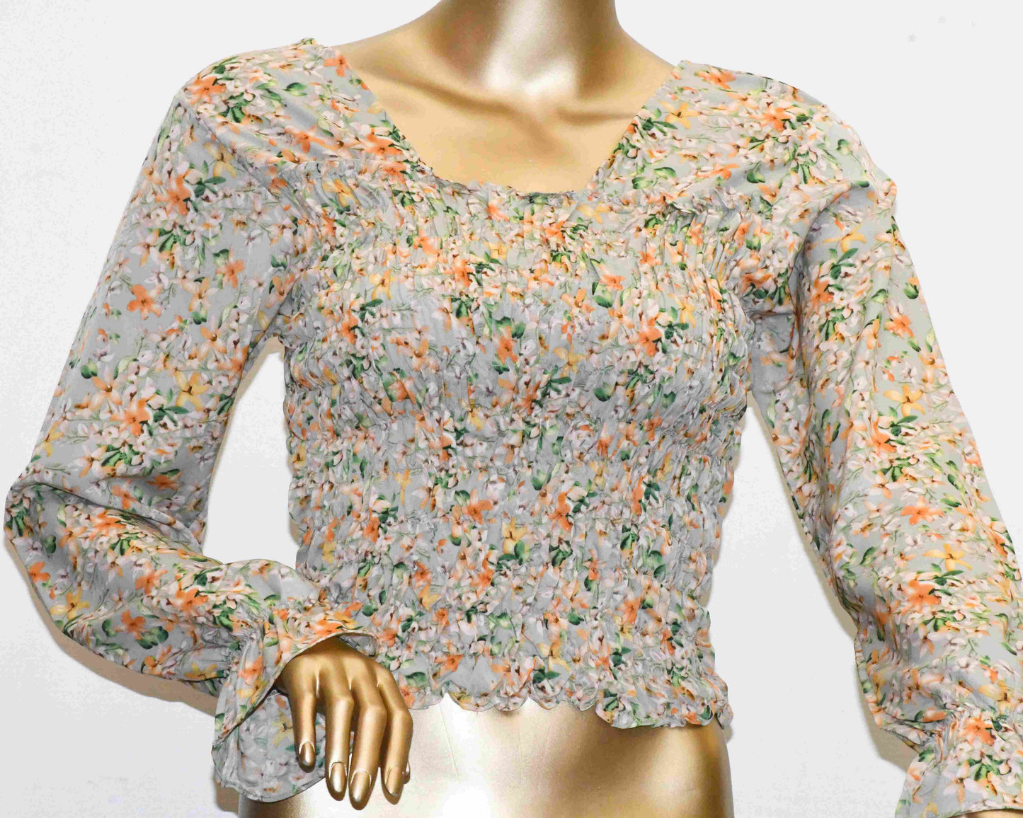 Crop Top Smoke-Grey Floral