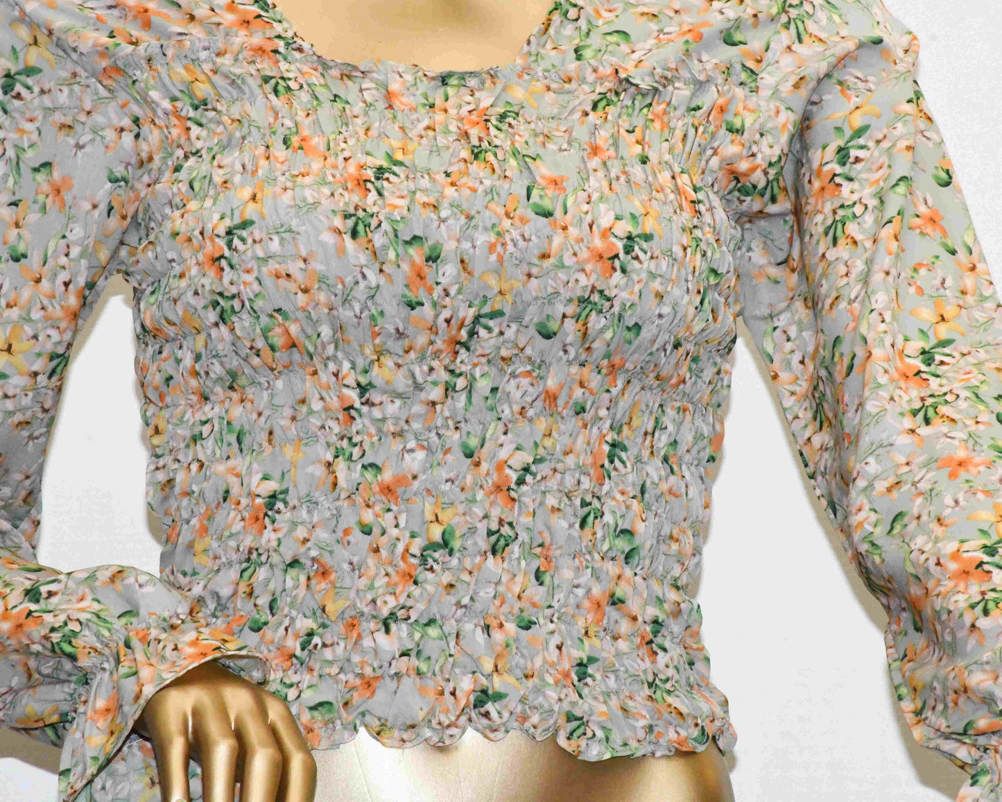 Crop Top Smoke-Grey Floral