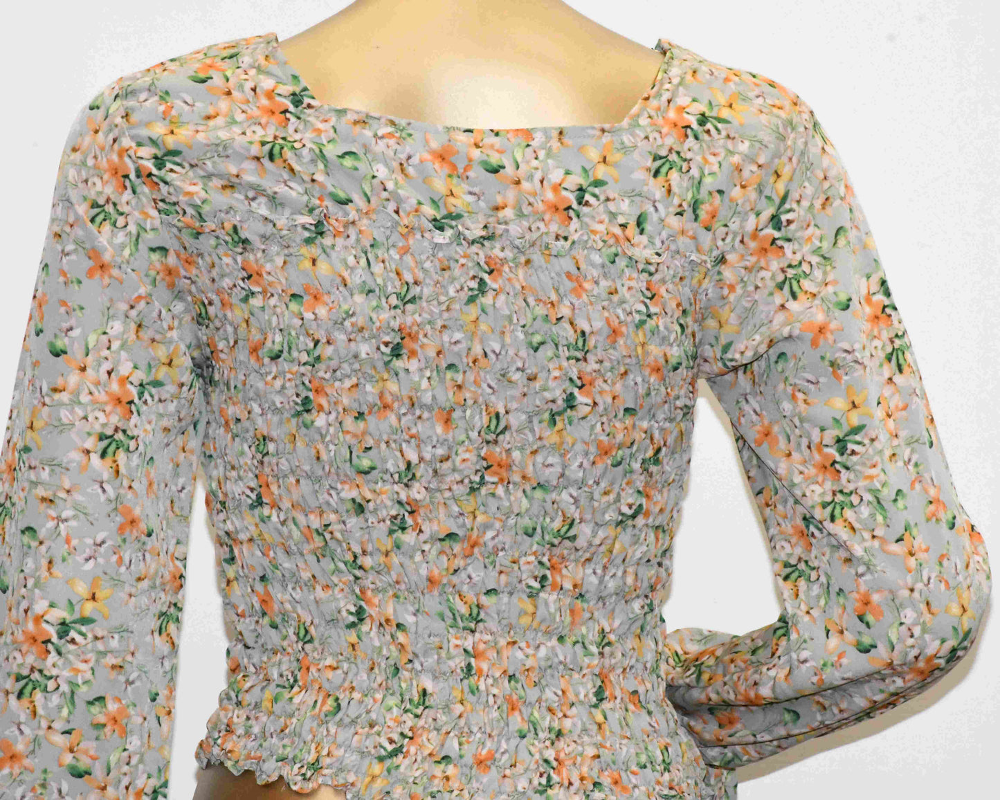 Crop Top Smoke-Grey Floral