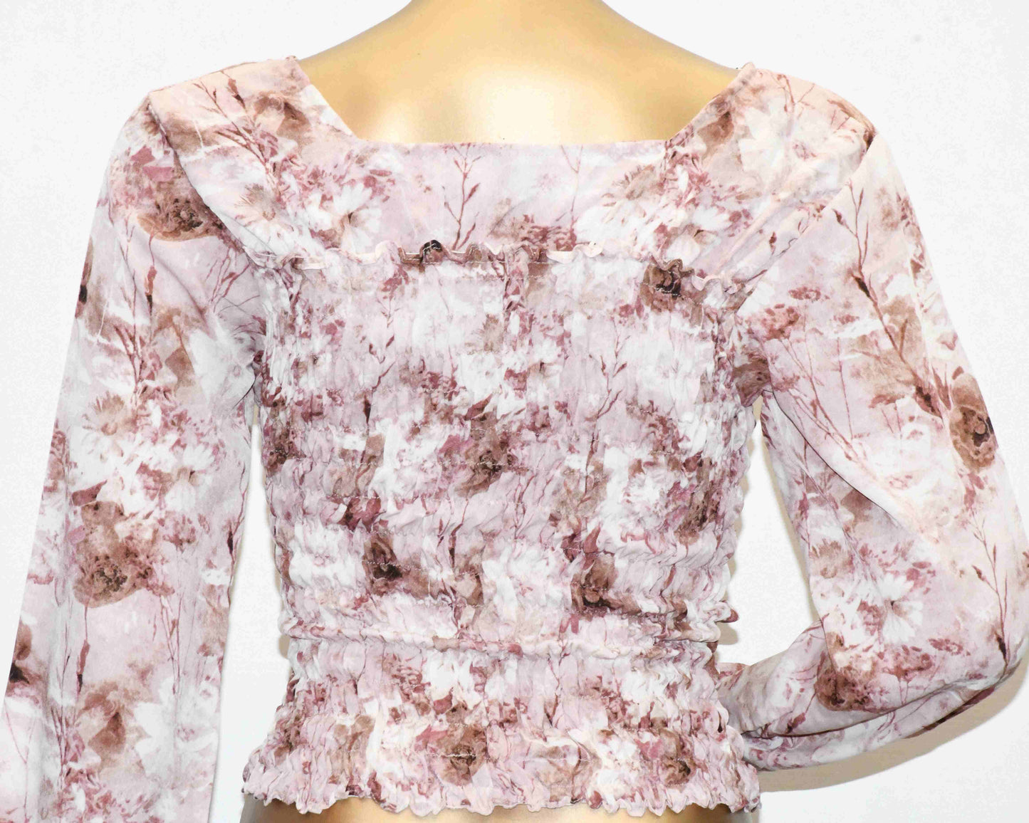 Crop Top Smoke-Tea Pink Floral