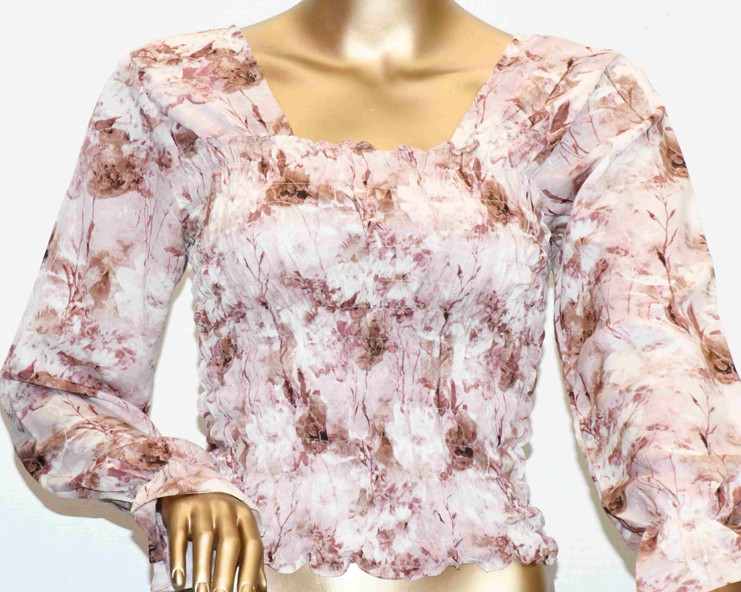 Crop Top Smoke-Tea Pink Floral