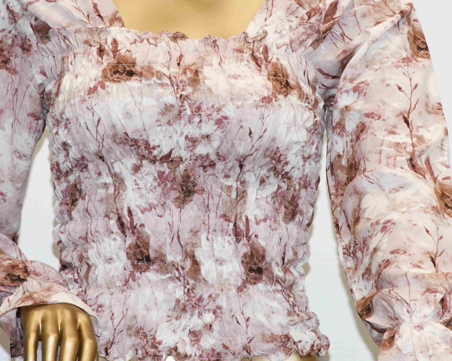 Crop Top Smoke-Tea Pink Floral
