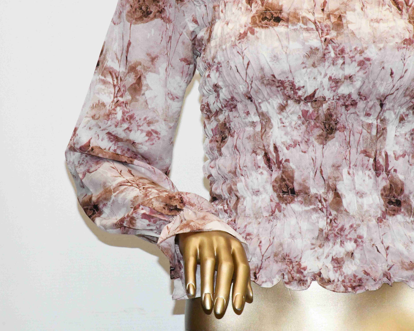 Crop Top Smoke-Tea Pink Floral