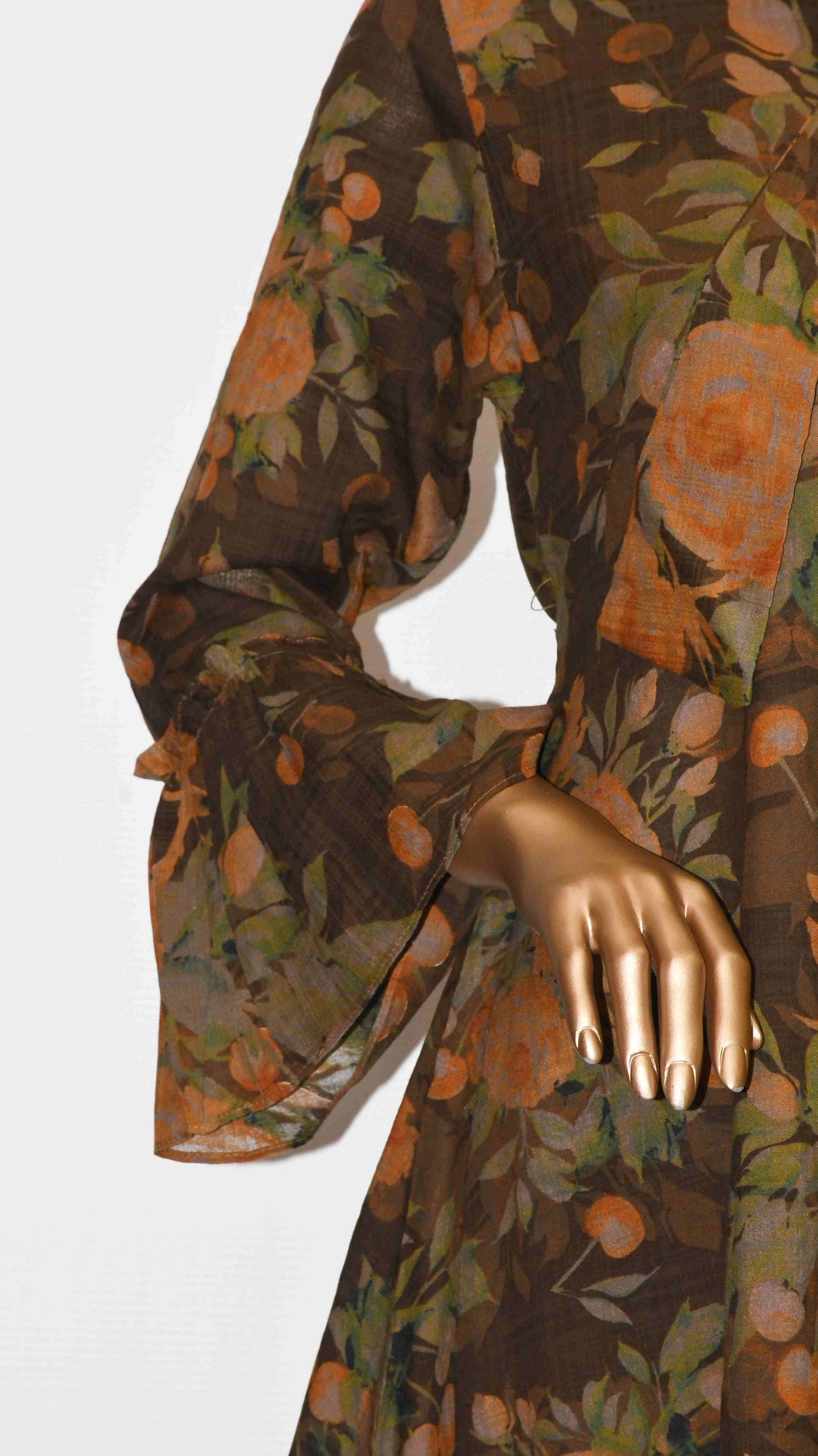 Tie Knot Lawn Co-Ord Set Vintage Brown Floral