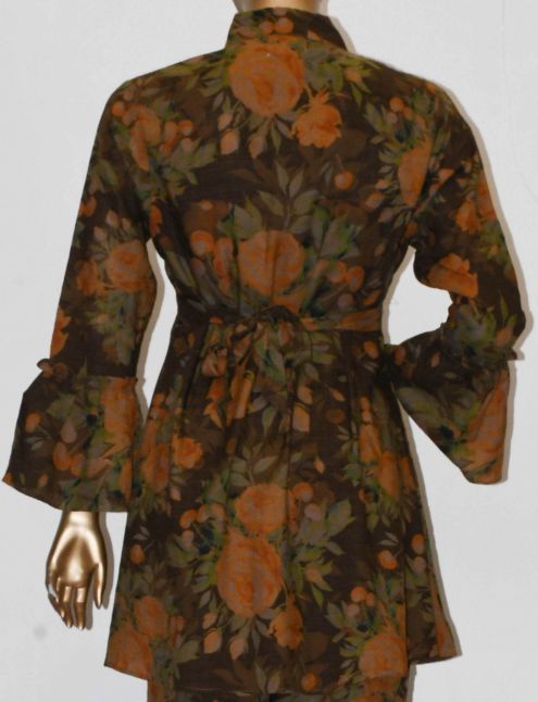 Tie Knot Lawn Co-Ord Set Vintage Brown Floral
