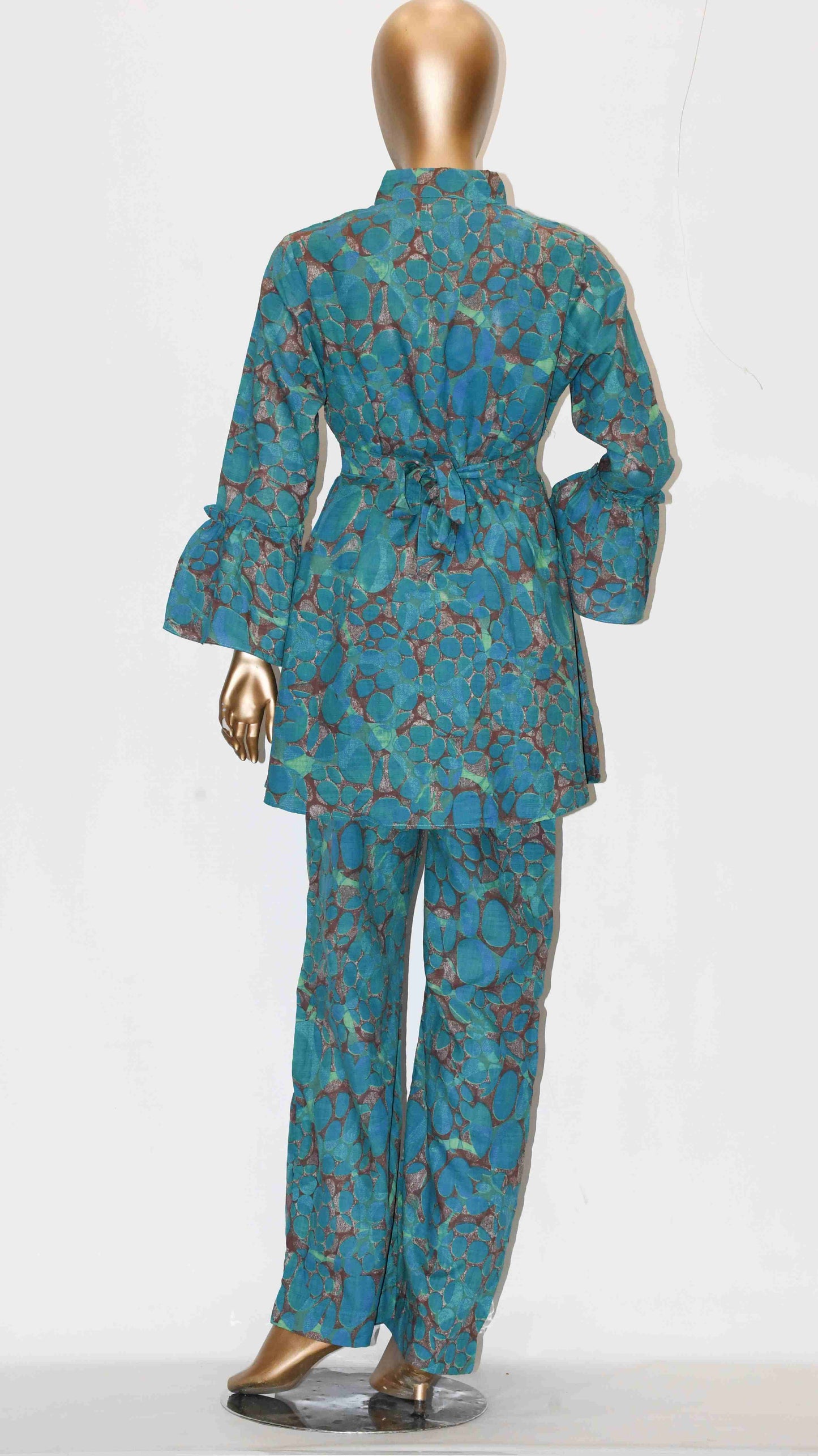 Tie Knot Lawn Co-Ord Set Sea & Sand