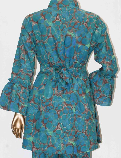Tie Knot Lawn Co-Ord Set Sea & Sand