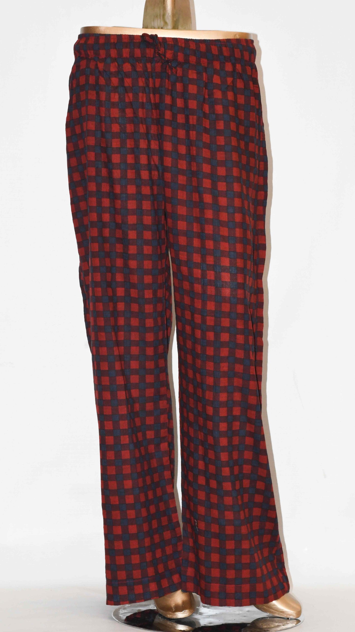 Tie Knot Lawn Co-Ord Set Maroon Check