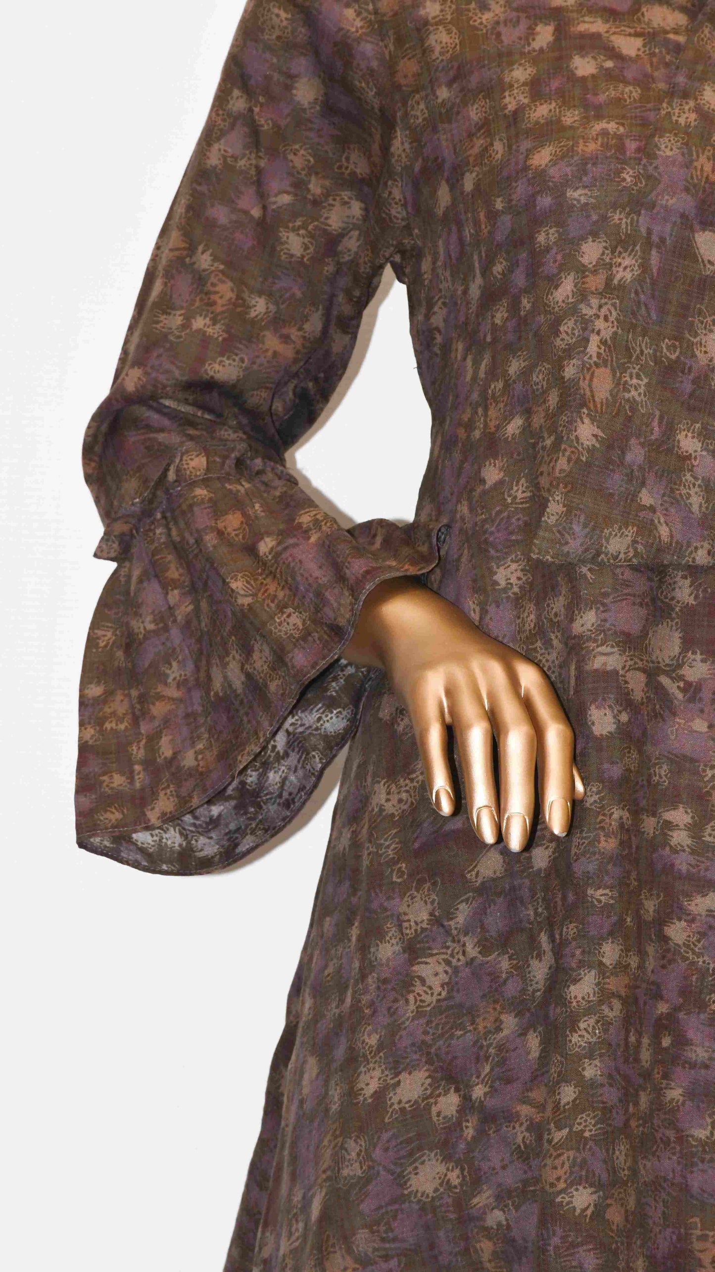 Tie Knot Lawn Co-Ord Set Brown Abstract