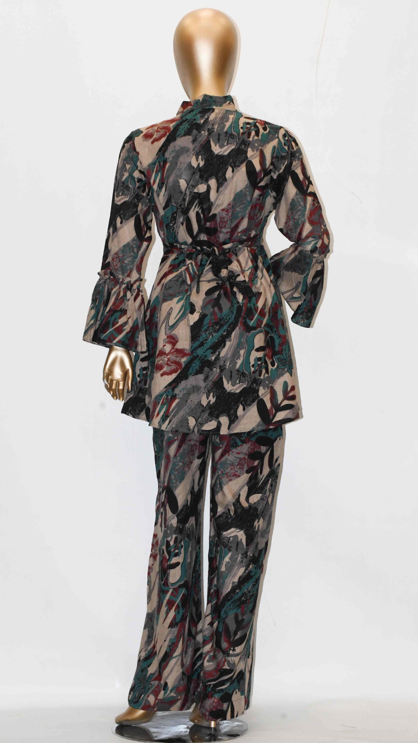 Tie Knot Lawn Co-Ord Set Abstract Printed