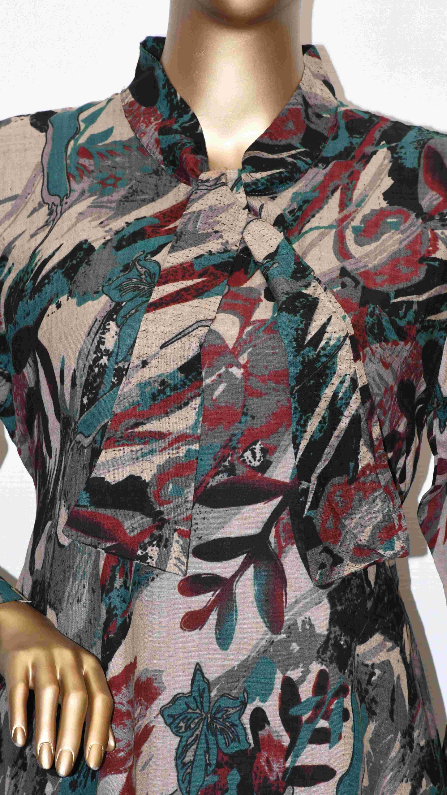 Tie Knot Lawn Co-Ord Set Abstract Printed