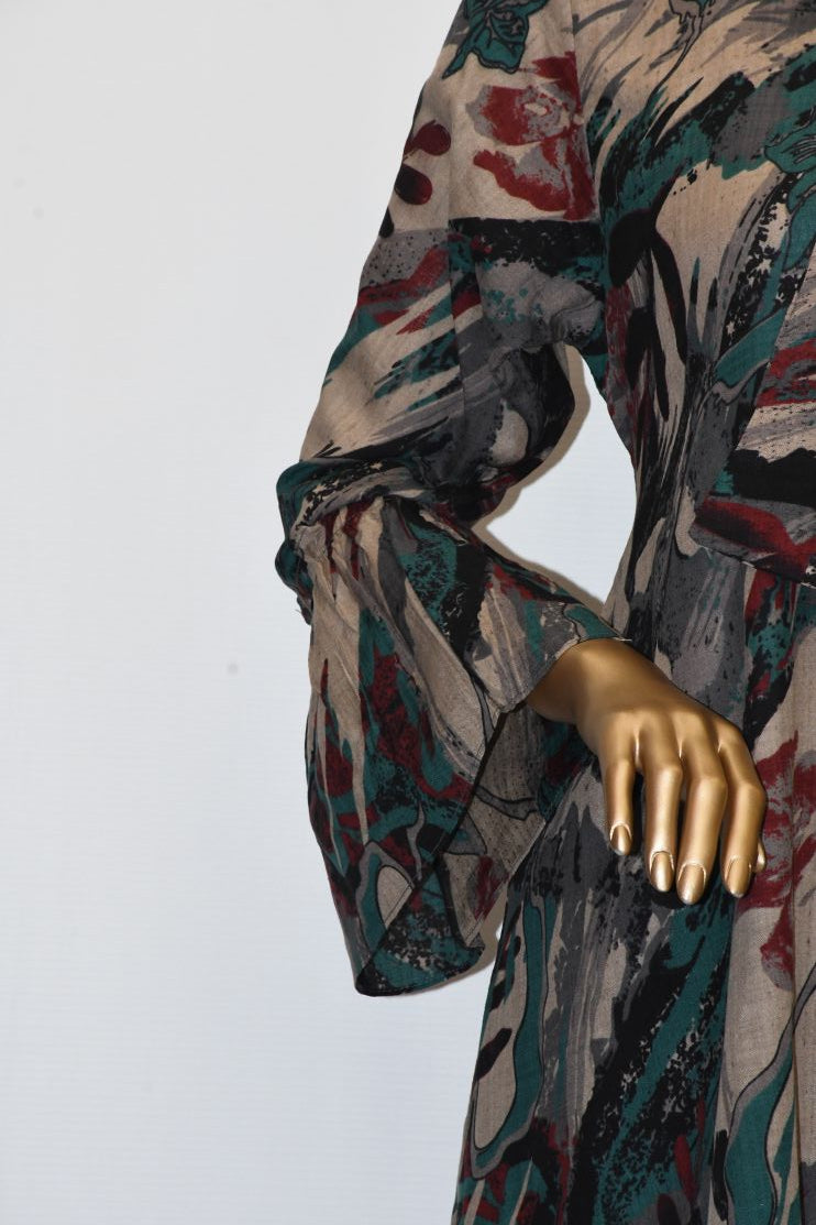 Tie Knot Lawn Co-Ord Set Abstract Printed