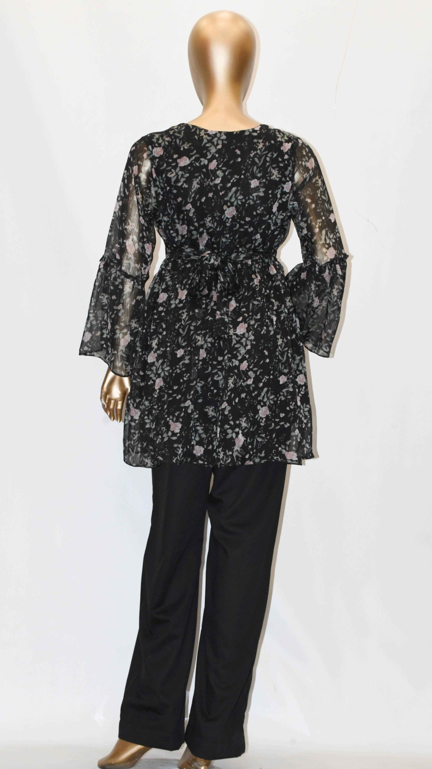 Co-Ord Set Matching Trouser Black Floral