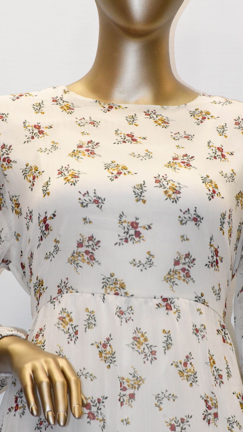 Maxi Regular Midi Dress-Off White Floral