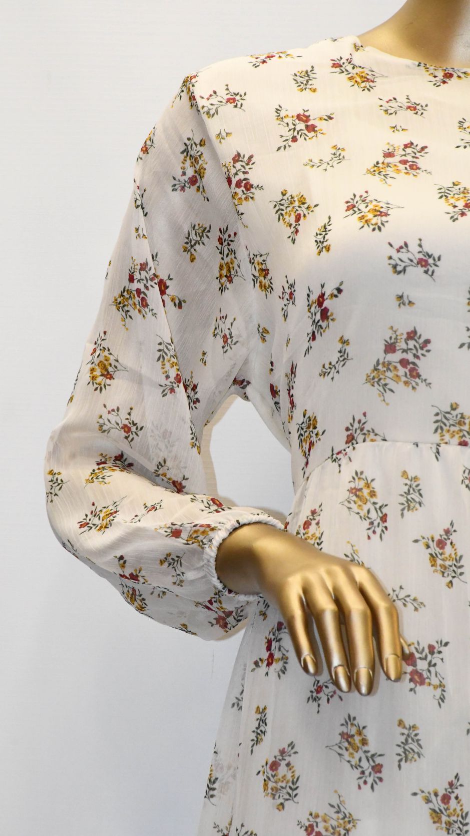 Maxi Regular Midi Dress-Off White Floral