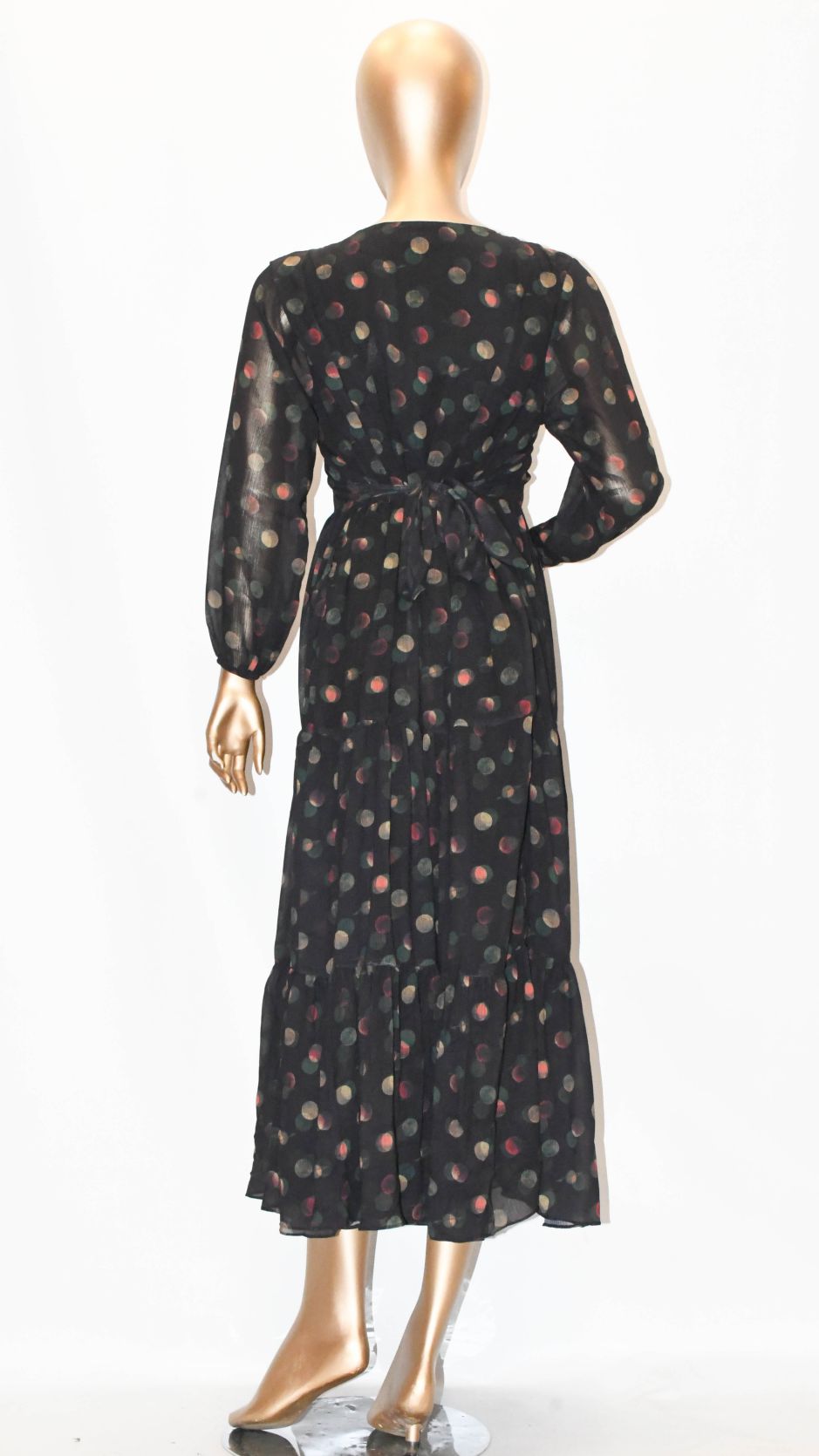 Maxi Regular Midi Dress-Multi Color Circles