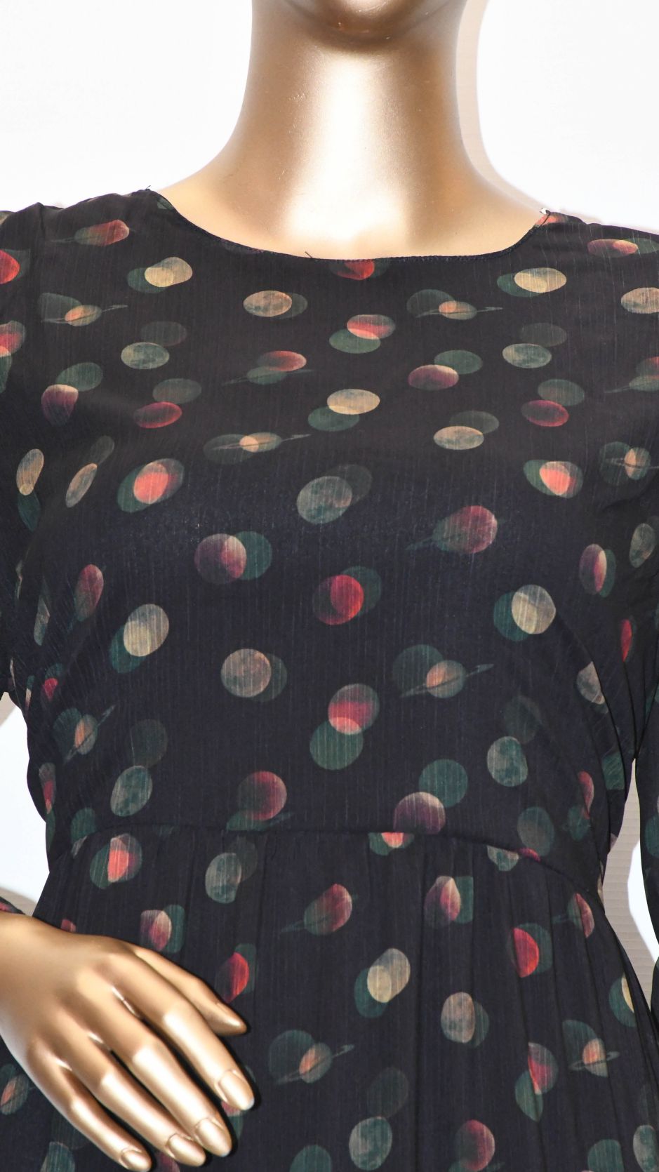Maxi Regular Midi Dress-Multi Color Circles