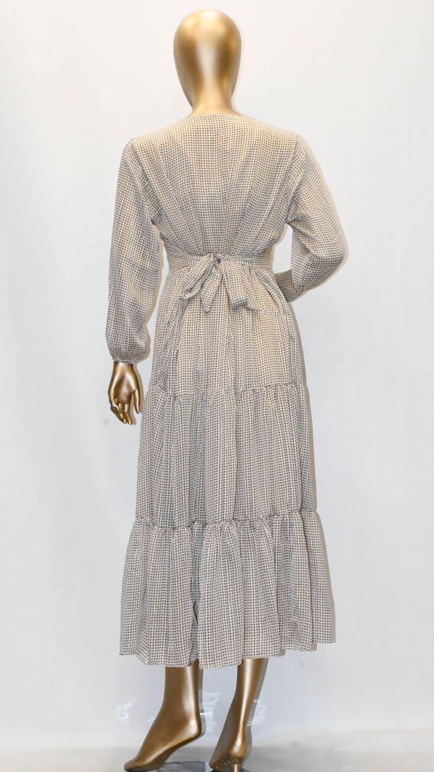 Maxi Regular Midi Dress-Cream Printed