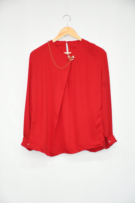Top Shoulder Chained Style-Cocktail Red