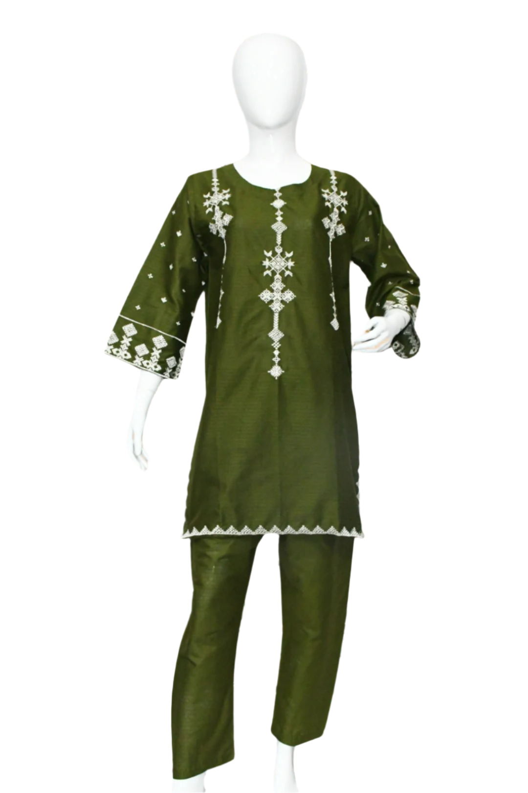 Moss Green Embroidered Shirt and Trouser