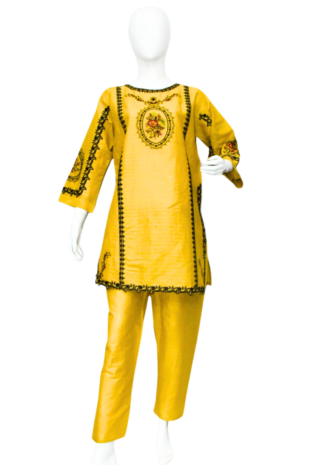 Mustard Vintage Embroidered Shirt and Trouser
