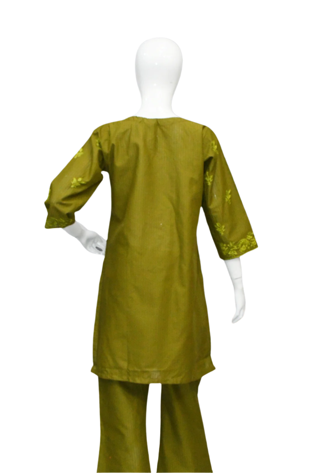 Olive Green Embroidered Shirt and Trouser
