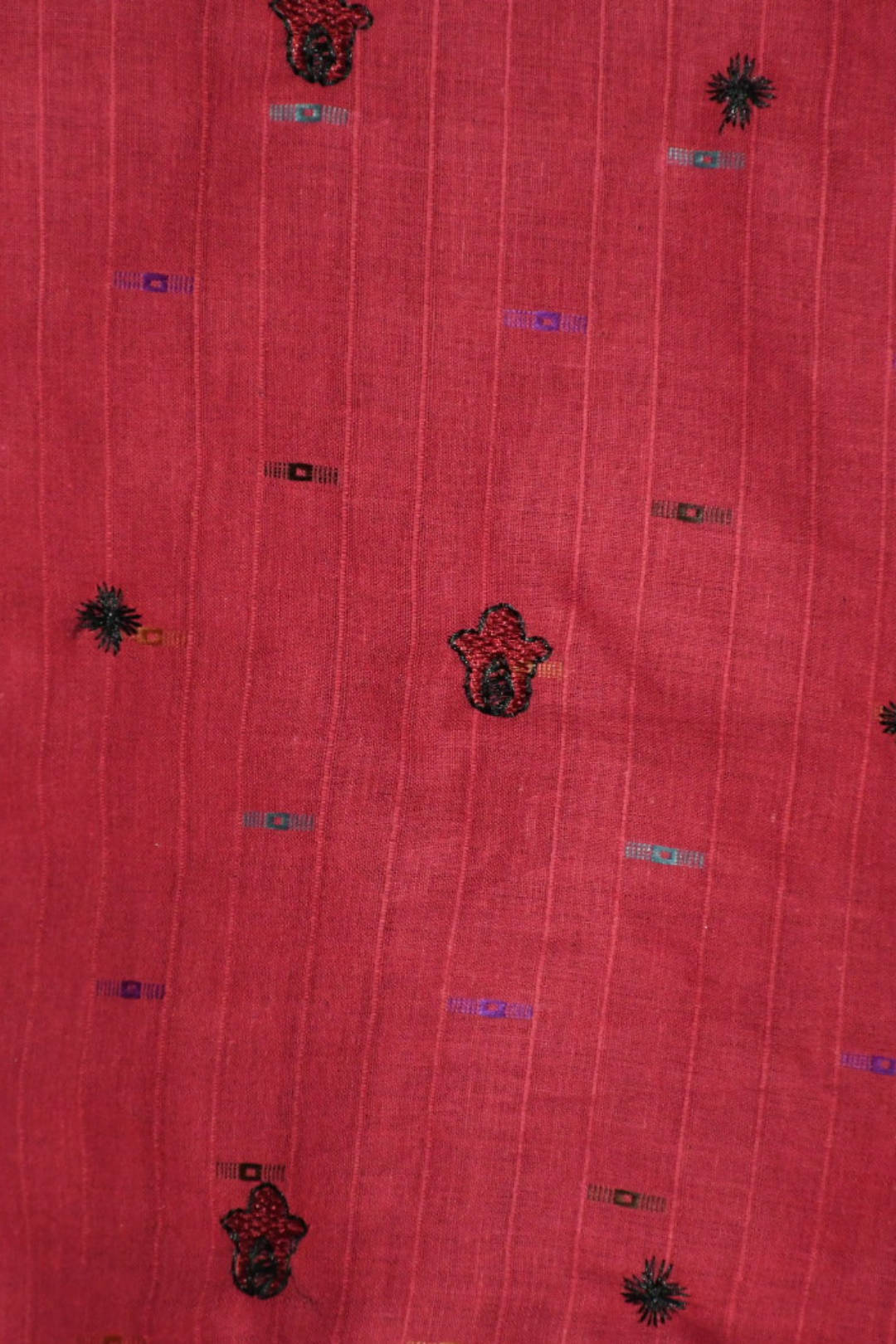Bindi Cotton Embroidered Maroon Two piece