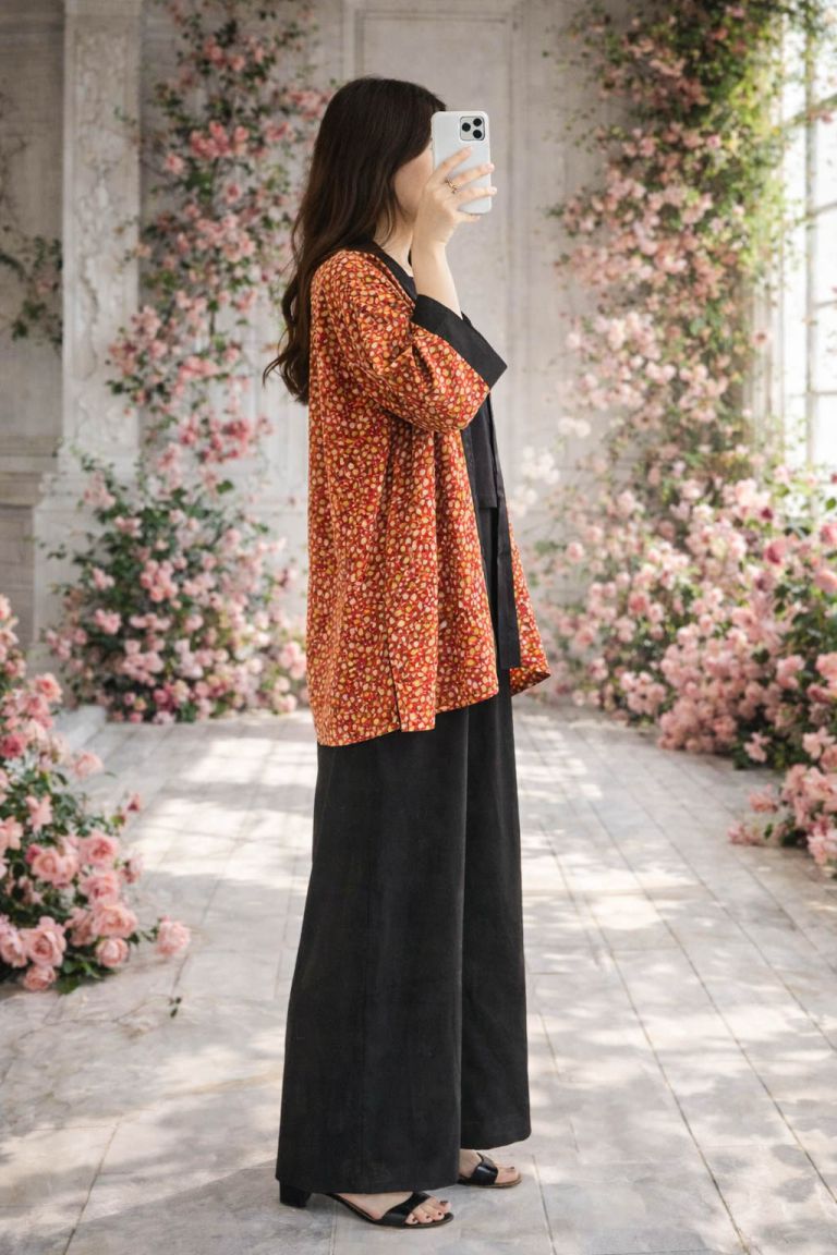 Co-Ord Set Kimono Jacket-Red