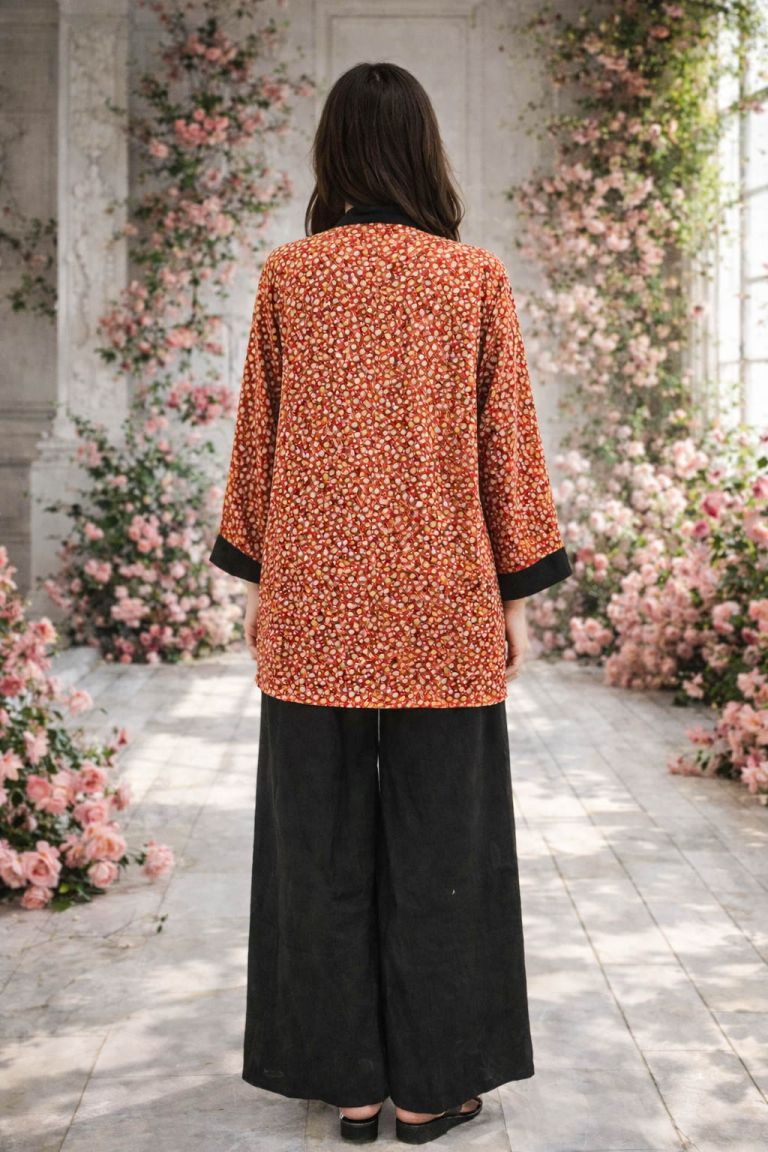 Co-Ord Set Kimono Jacket-Red