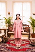 Embroidered Frock Style Kurta Set-Baby Pink