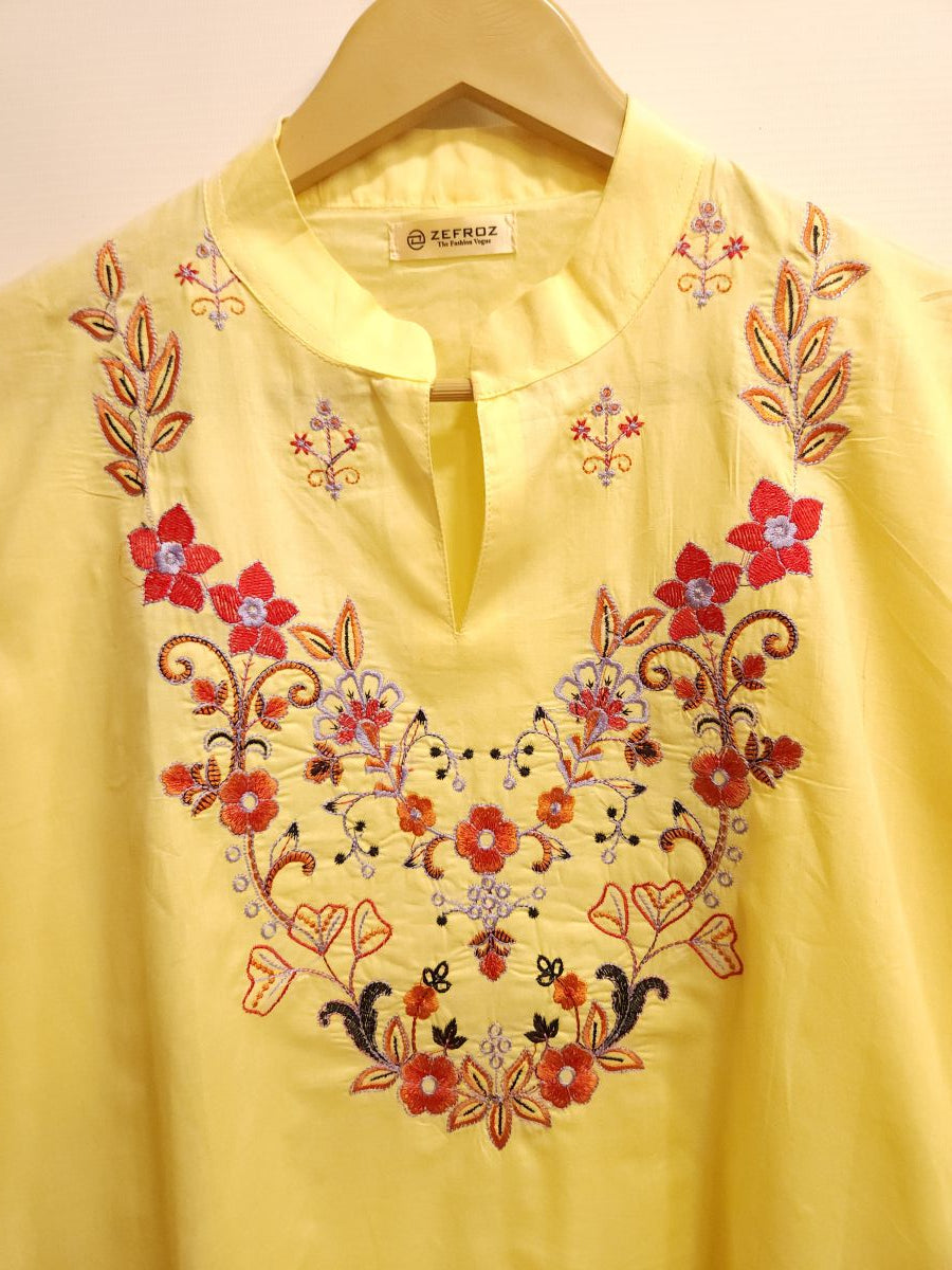 Co-Ord Set Ban Neck-Pastle yellow