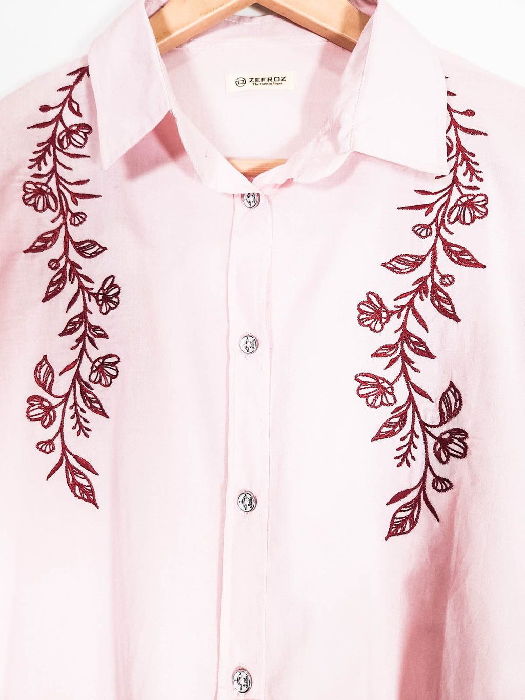 Co-Ord Set Collar Front Open-Baby Pink