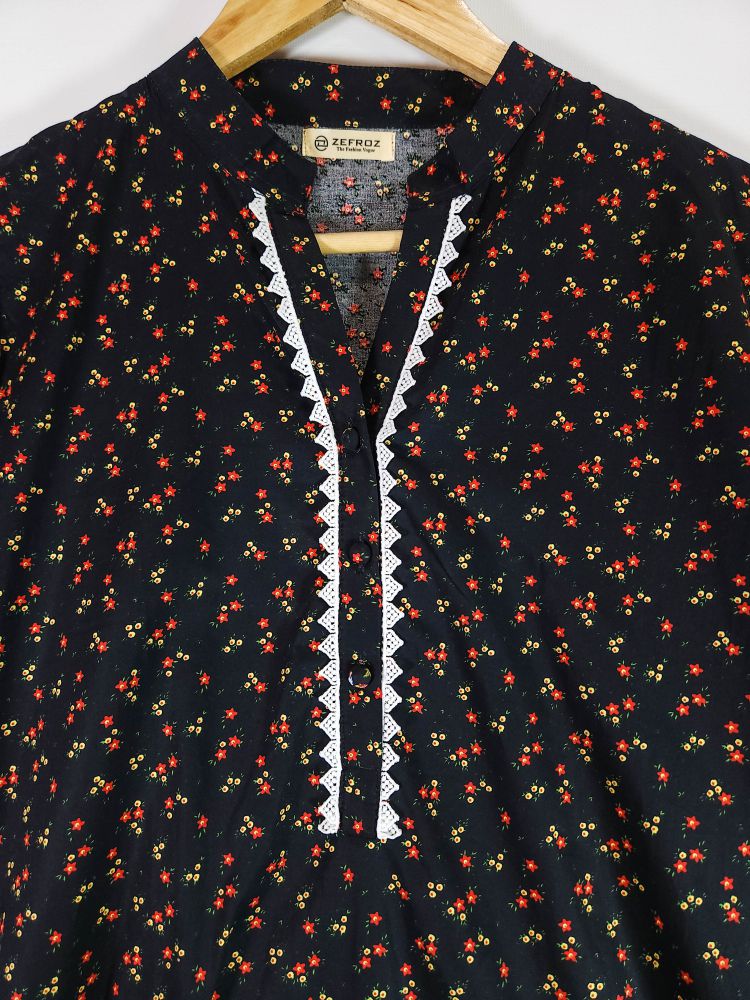 Co-Ord Set Band Neck-Starry Black
