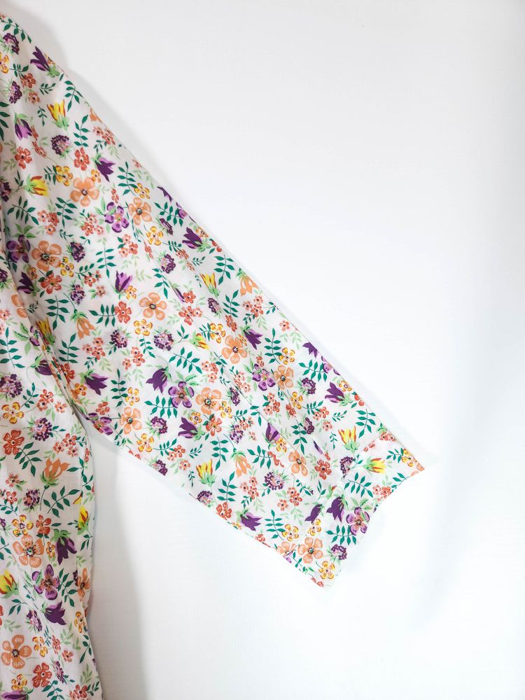 Co-Ord Set Band Neck-White Floral